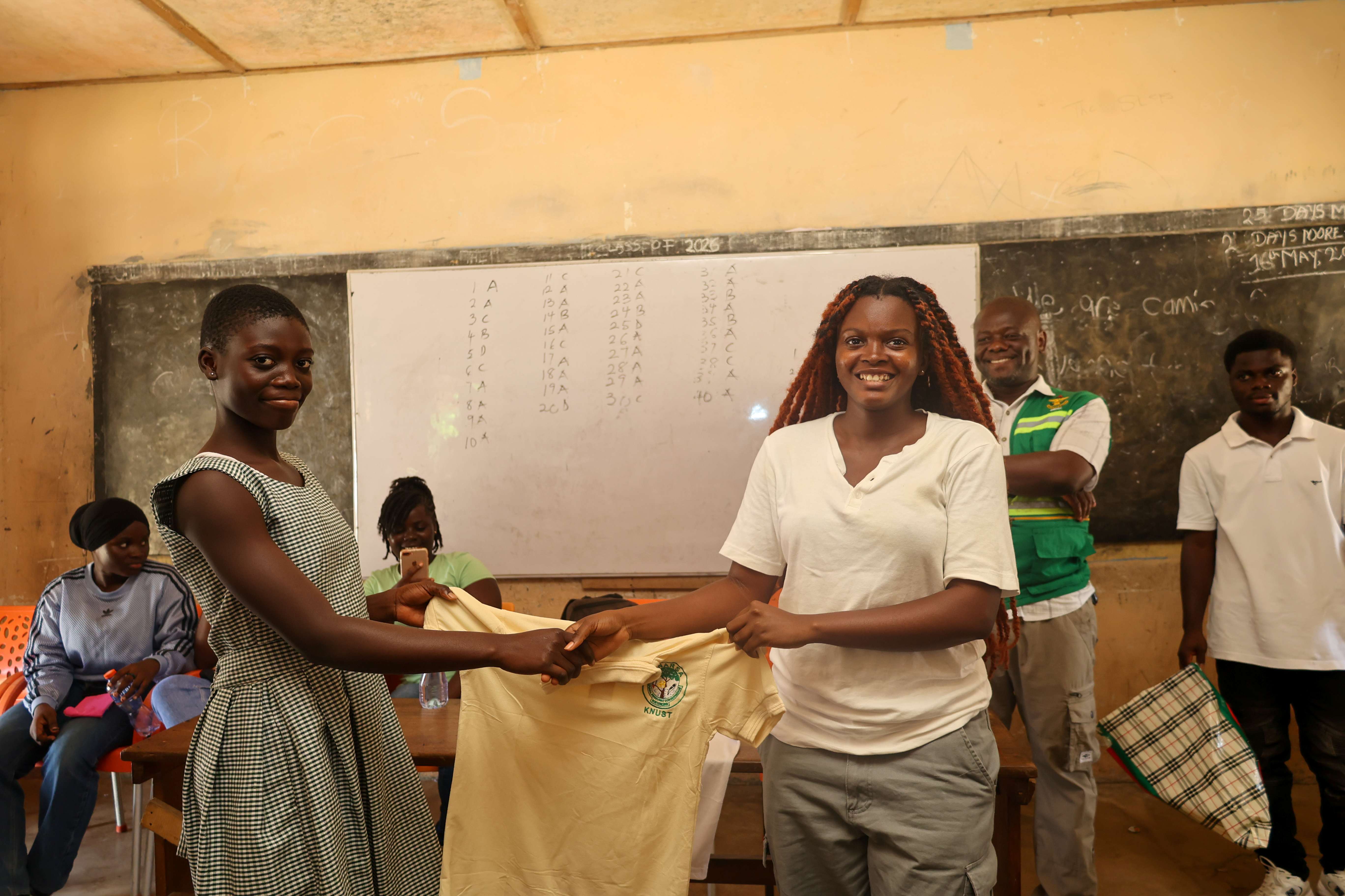 Giving out a T-shirt